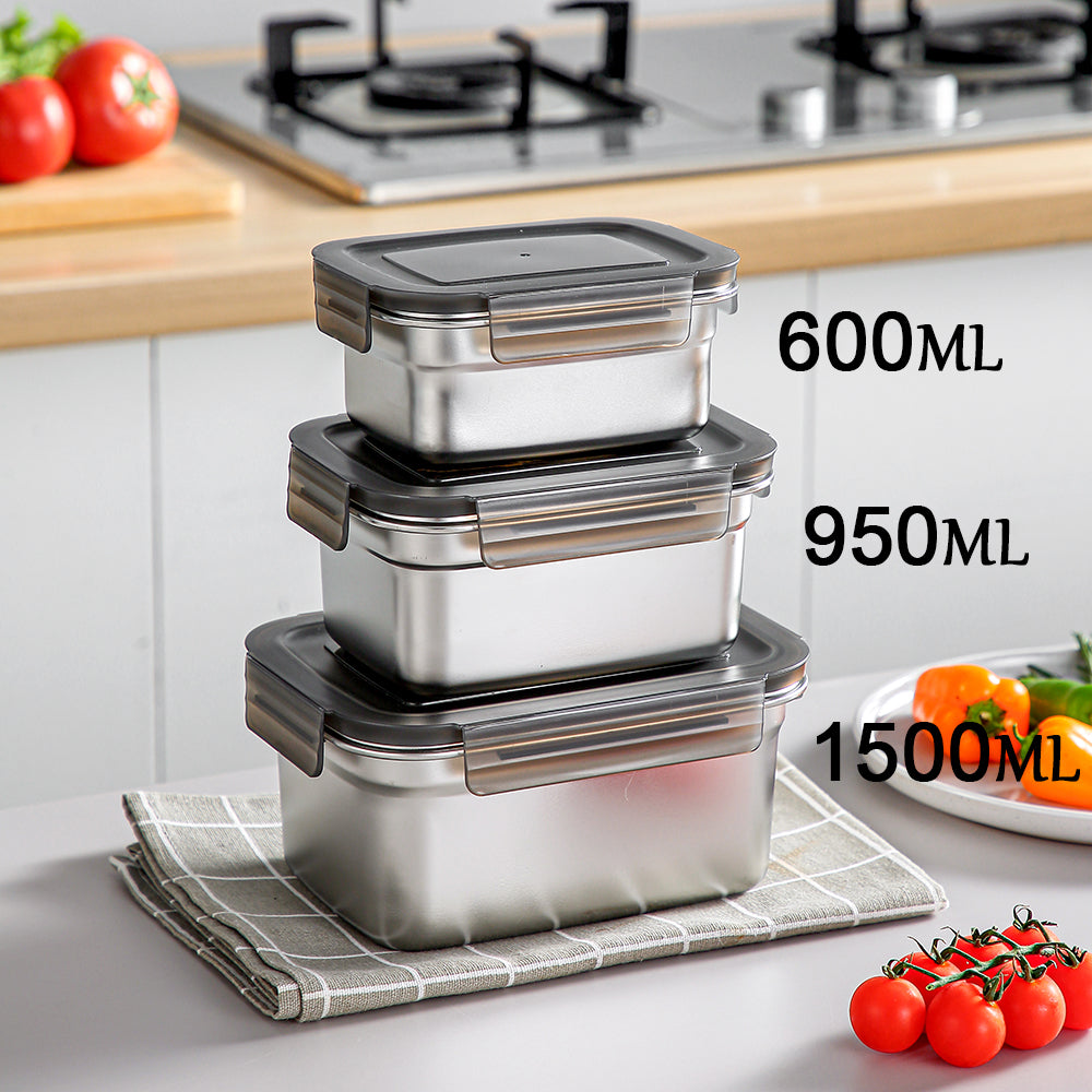 Large Stainless Steel Bento Lunch Box for Meal, Soup, Snack, Salad, Pickled Cabbage, Bread, Pet Food, Drawer Desktop Storage Box