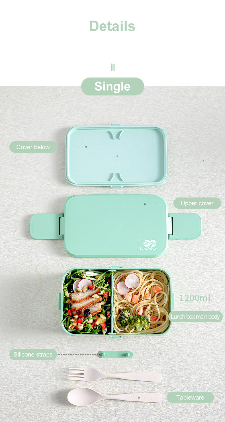 Double Layer Lunch Box Green Bamboo Fiber Bento Box