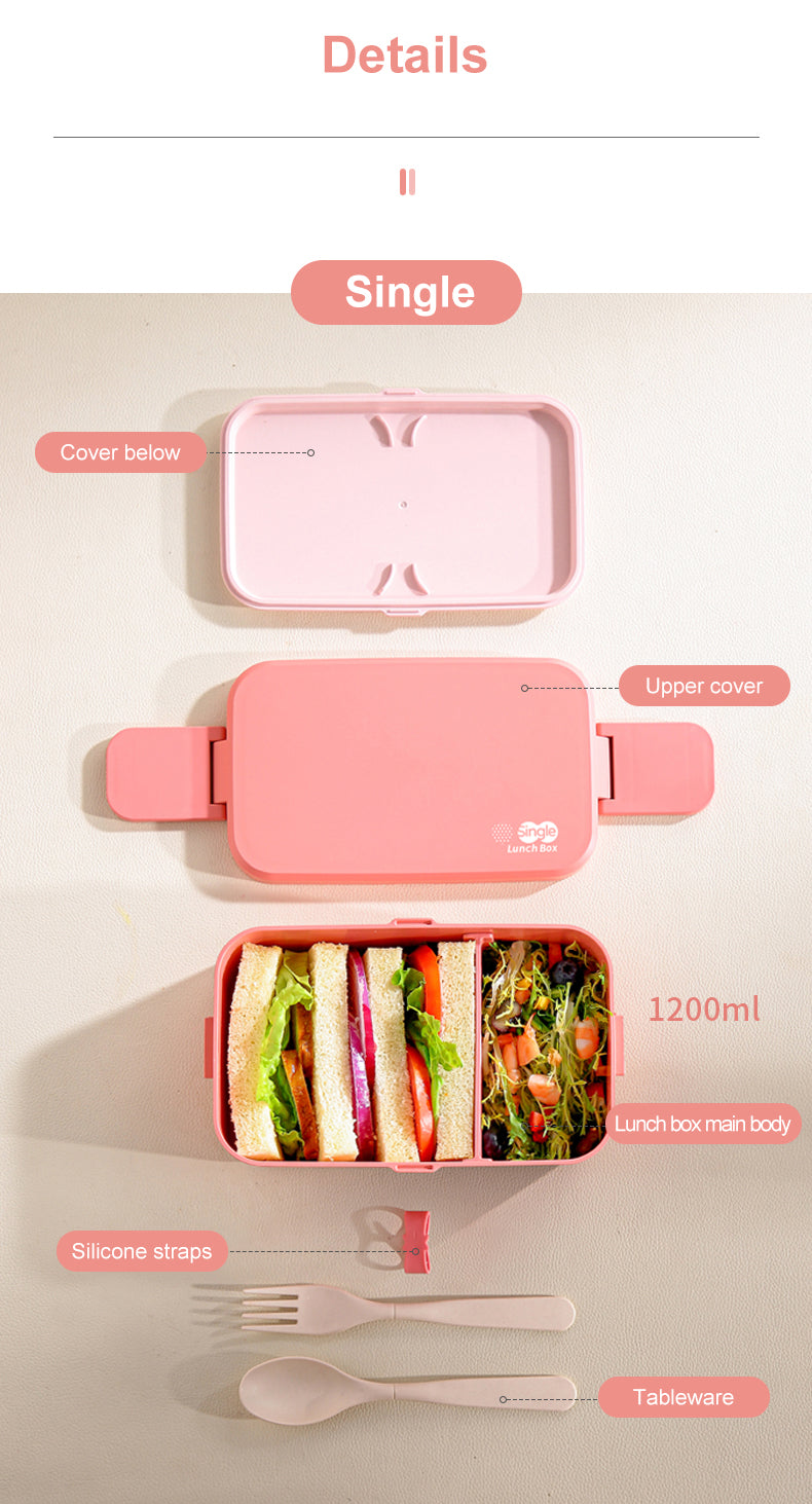 Bamboo Fiber Lunch BOX Double Layer 3 in 1 Pink Red Girl Bento BOX