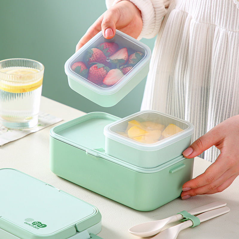 Double Layer Lunch Box Green Bamboo Fiber Bento Box