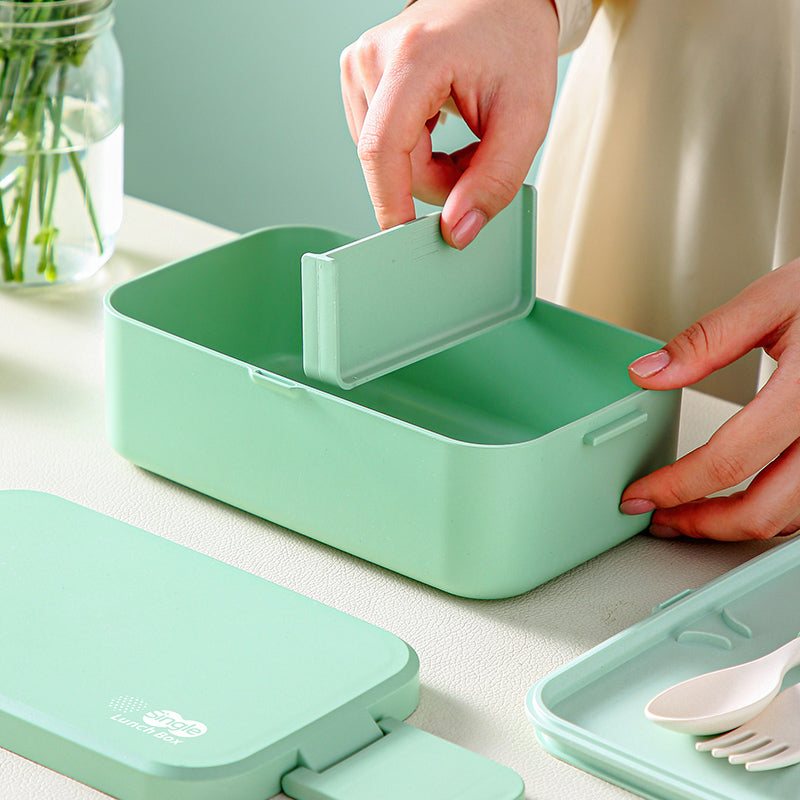 Double Layer Lunch Box Green Bamboo Fiber Bento Box
