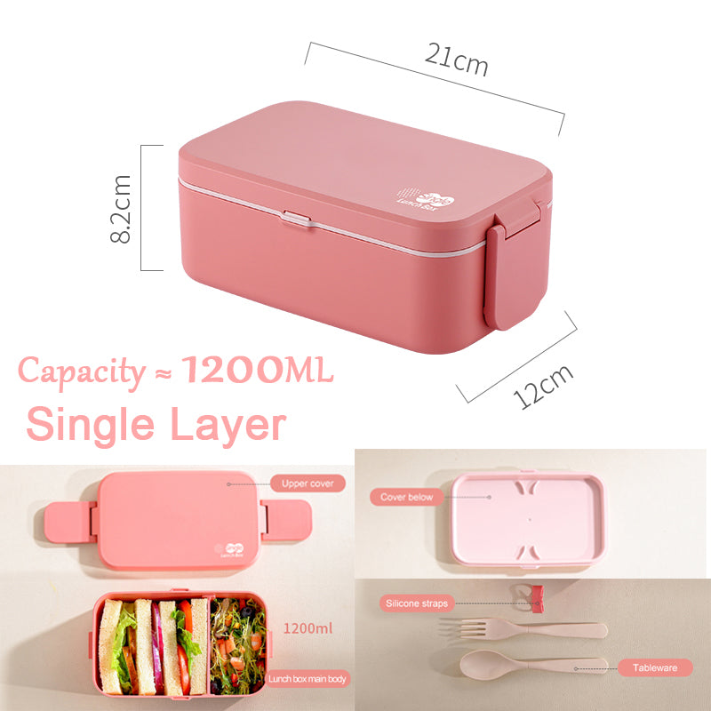 Bamboo Fiber Lunch BOX Double Layer 3 in 1 Pink Red Girl Bento BOX