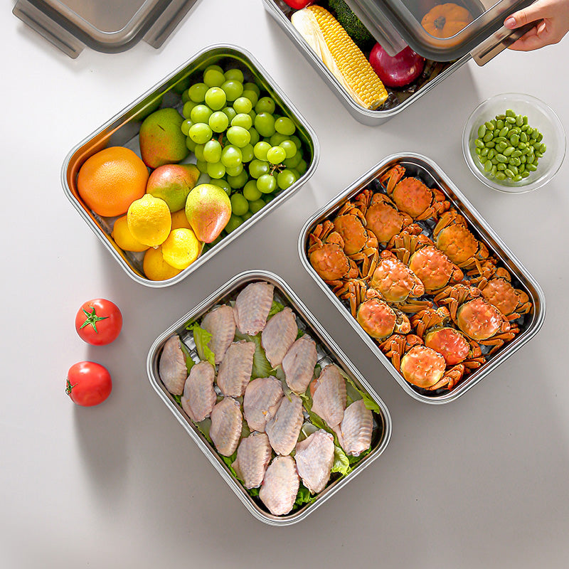 Large Stainless Steel Bento Lunch Box for Meal, Soup, Snack, Salad, Pickled Cabbage, Bread, Pet Food, Drawer Desktop Storage Box