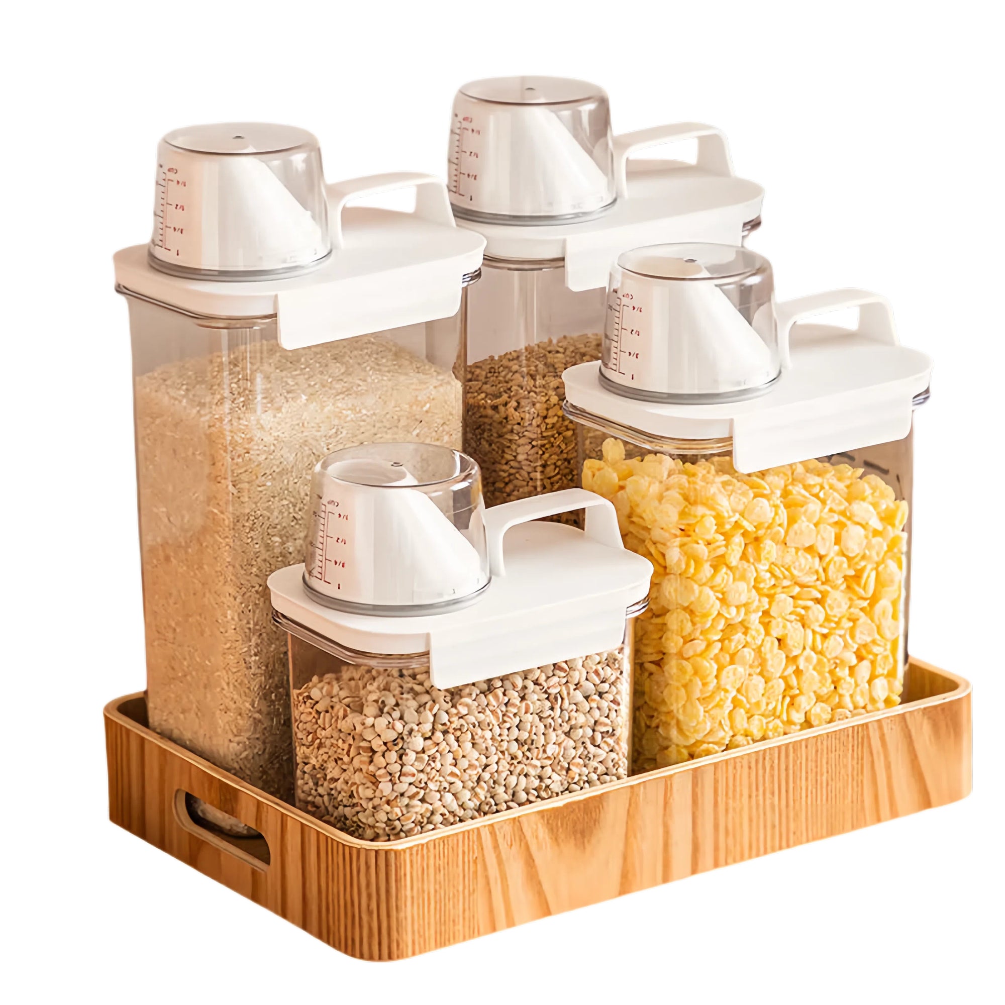 Cereal Storage Sealed Jar Grain Containers Measuring Cup Box