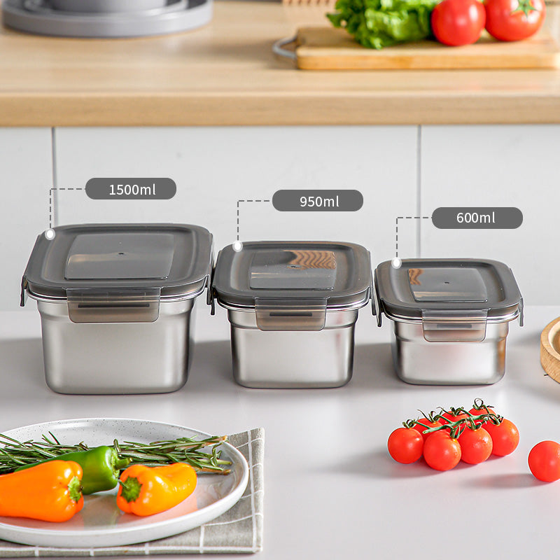 Large Stainless Steel Bento Lunch Box for Meal, Soup, Snack, Salad, Pickled Cabbage, Bread, Pet Food, Drawer Desktop Storage Box