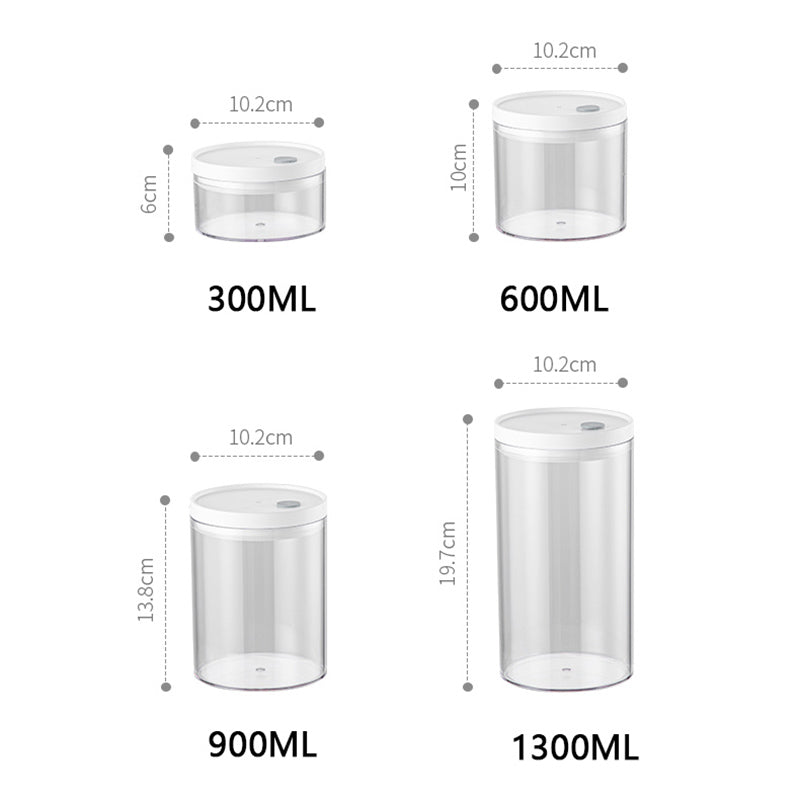 Round Seal Storage Box Set AS+PP Material Transparent Kitchen Storage Box