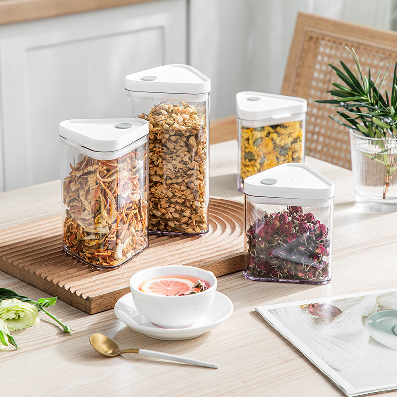 Airtight Triangle Storage Box Set Food Sealed Jar Transparent Food Containers