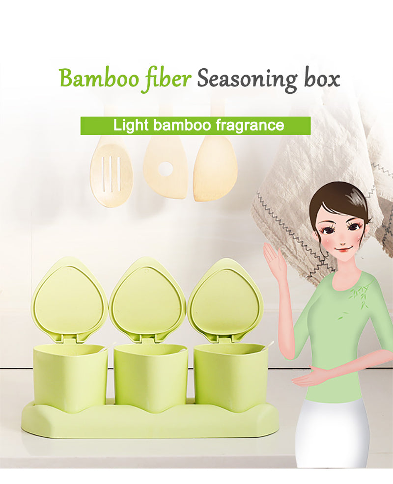 Bamboo Fiber Spices Jar Set Seasoning Salt and Spices Box