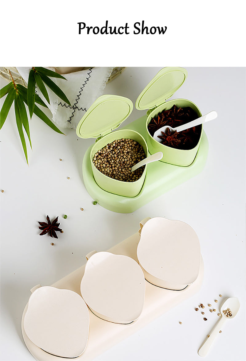 Bamboo Fiber Spices Jar Set Seasoning Salt and Spices Box