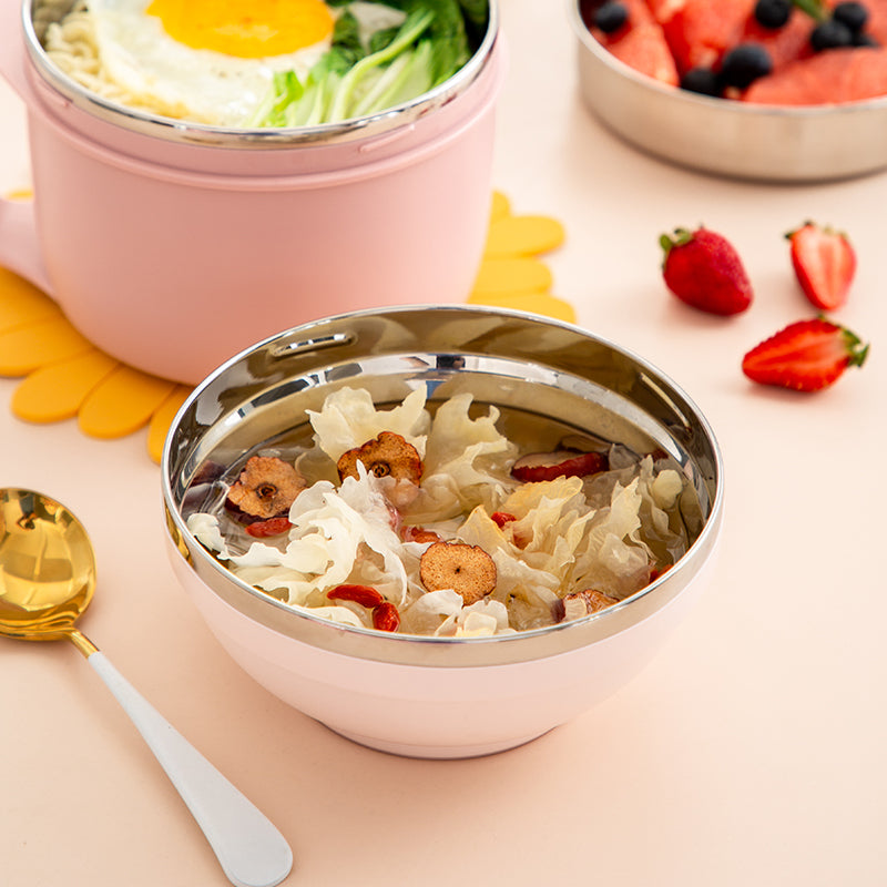 Lunch box Set Three Layer Stainless Steel Bowl Dish Cup for Meal, Soup, Snack, Salad, Sandwich, Drinks, Leftovers