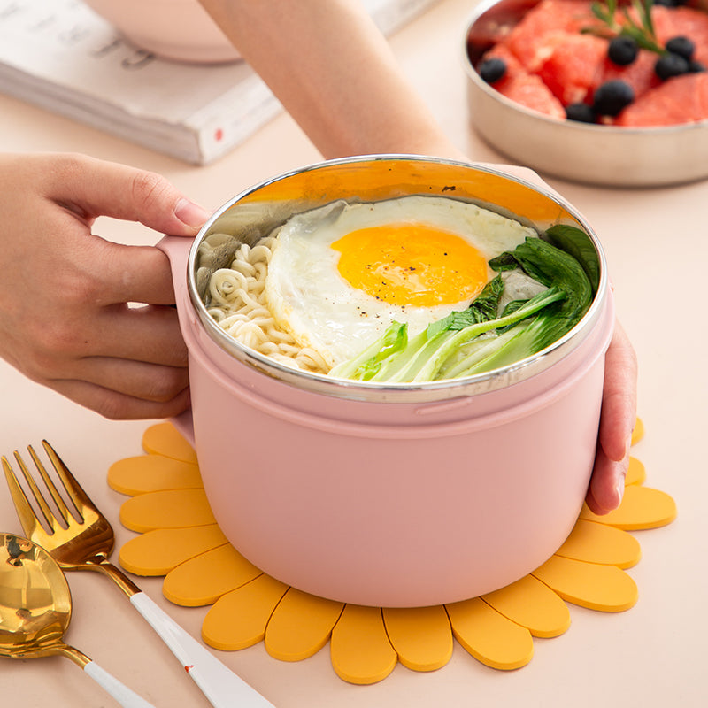 Lunch box Set Three Layer Stainless Steel Bowl Dish Cup for Meal, Soup, Snack, Salad, Sandwich, Drinks, Leftovers