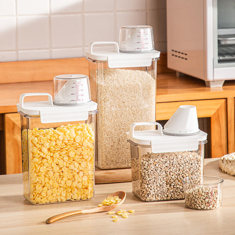 Cereal Storage Sealed Jar Grain Containers Measuring Cup Box