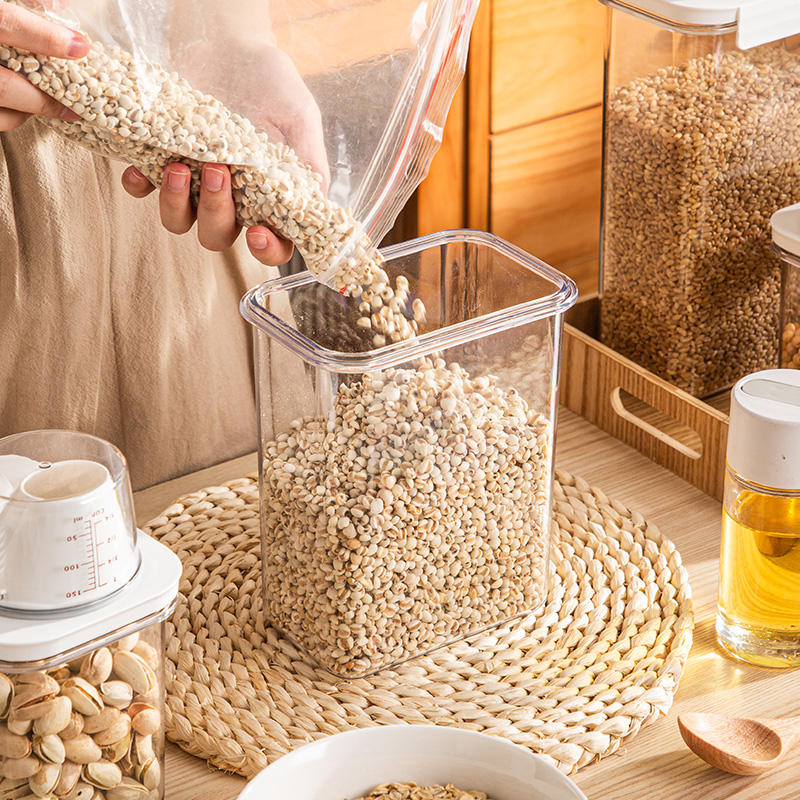 Cereal Storage Sealed Jar Grain Containers Measuring Cup Box