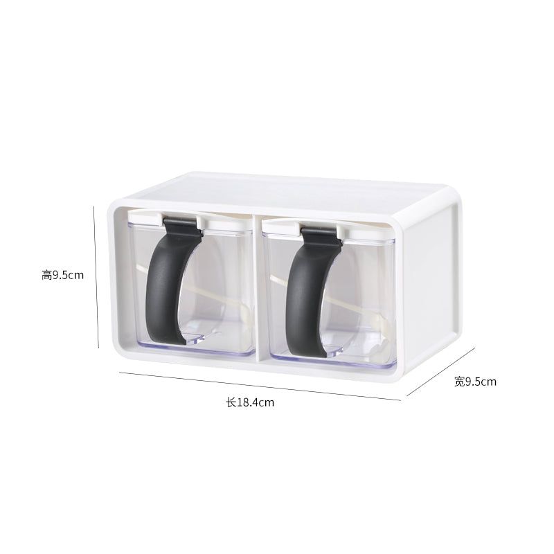Wall Hanging Spice Rack Organizer Seasoning Box with Spoon Household Kitchen Sugar Bowl Salt Shaker Seasoning Storage Container Set