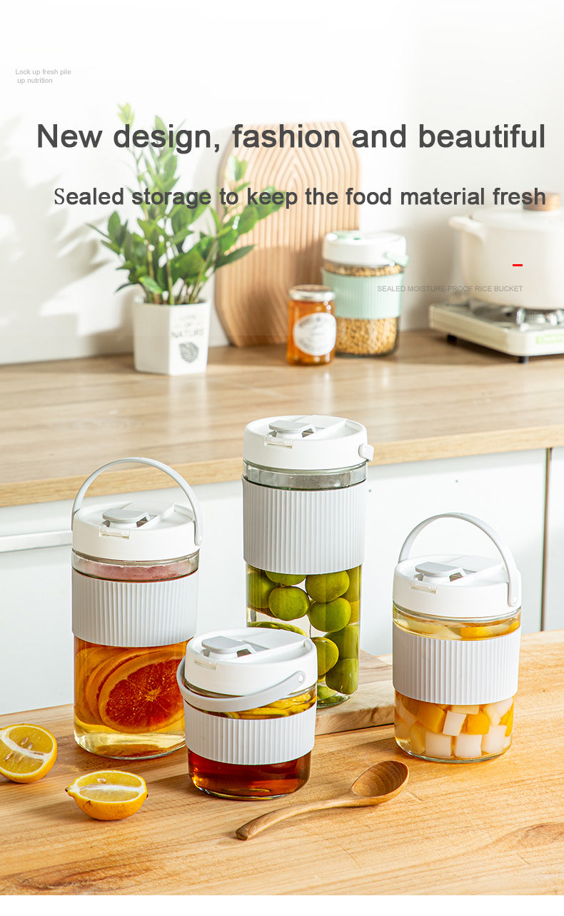 Glass Food Storage Container Pickle Fermenting Jars Creative Sealed Glass Bottle Storage Tank Transparent Mason Jar