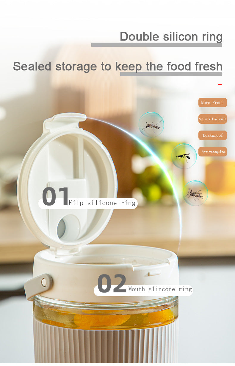 Glass Food Storage Container Pickle Fermenting Jars Creative Sealed Glass Bottle Storage Tank Transparent Mason Jar