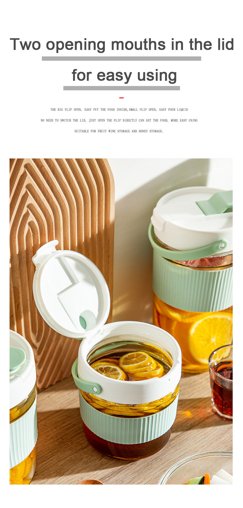 Glass Food Storage Container Pickle Fermenting Jars Creative Sealed Glass Bottle Storage Tank Transparent Mason Jar