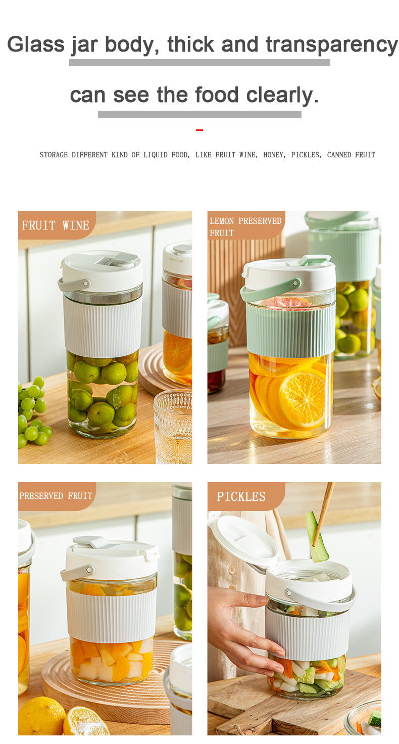 Glass Food Storage Container Pickle Fermenting Jars Creative Sealed Glass Bottle Storage Tank Transparent Mason Jar