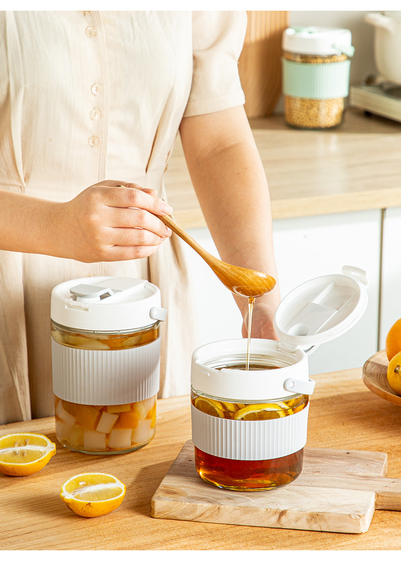 Glass Food Storage Container Pickle Fermenting Jars Creative Sealed Glass Bottle Storage Tank Transparent Mason Jar