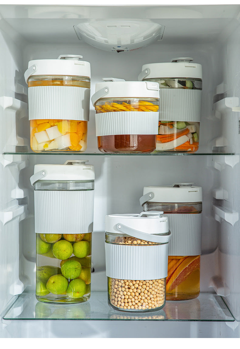 Glass Food Storage Container Pickle Fermenting Jars Creative Sealed Glass Bottle Storage Tank Transparent Mason Jar