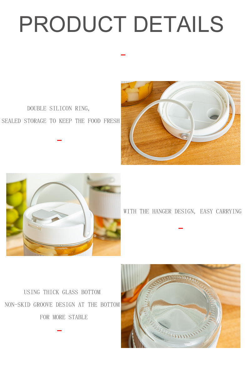 Glass Food Storage Container Pickle Fermenting Jars Creative Sealed Glass Bottle Storage Tank Transparent Mason Jar