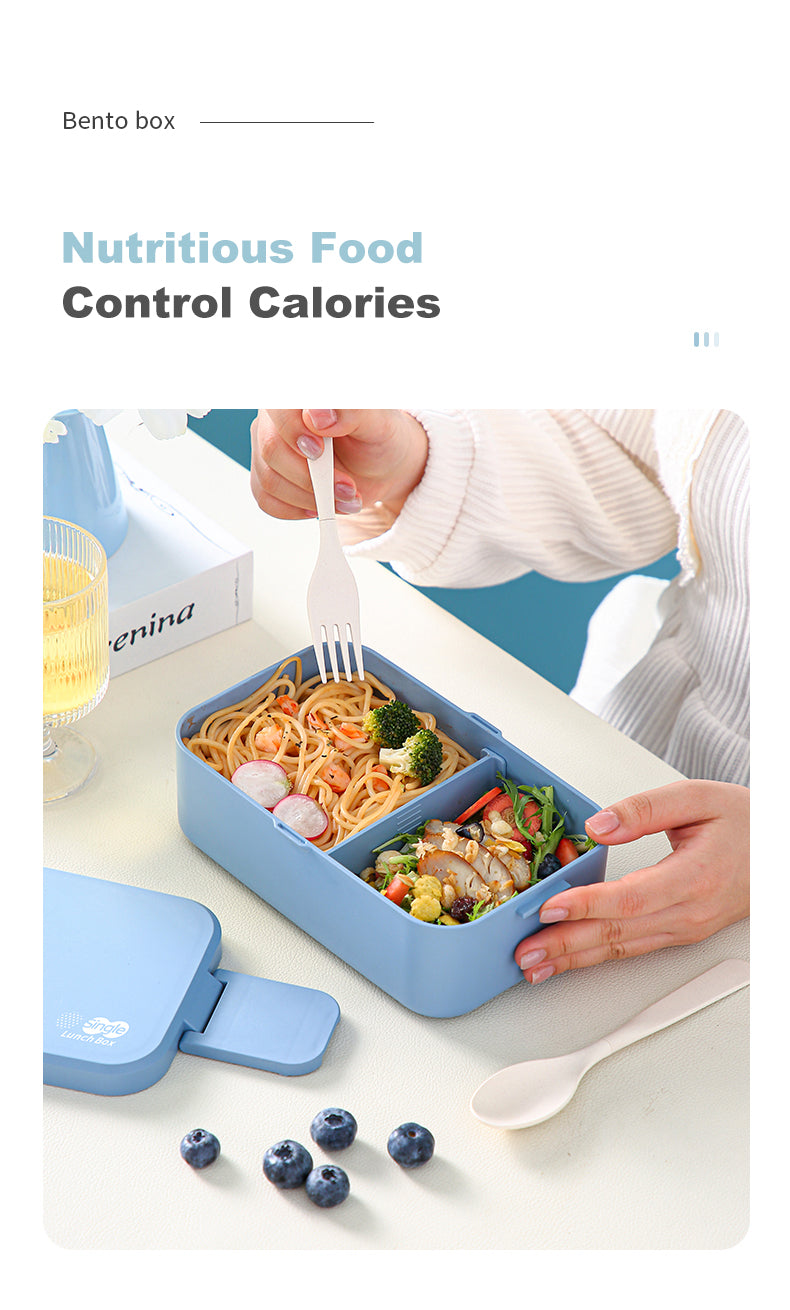 Double Layer Blue Picnic Lunch Box Bamboo Fiber Bento Box