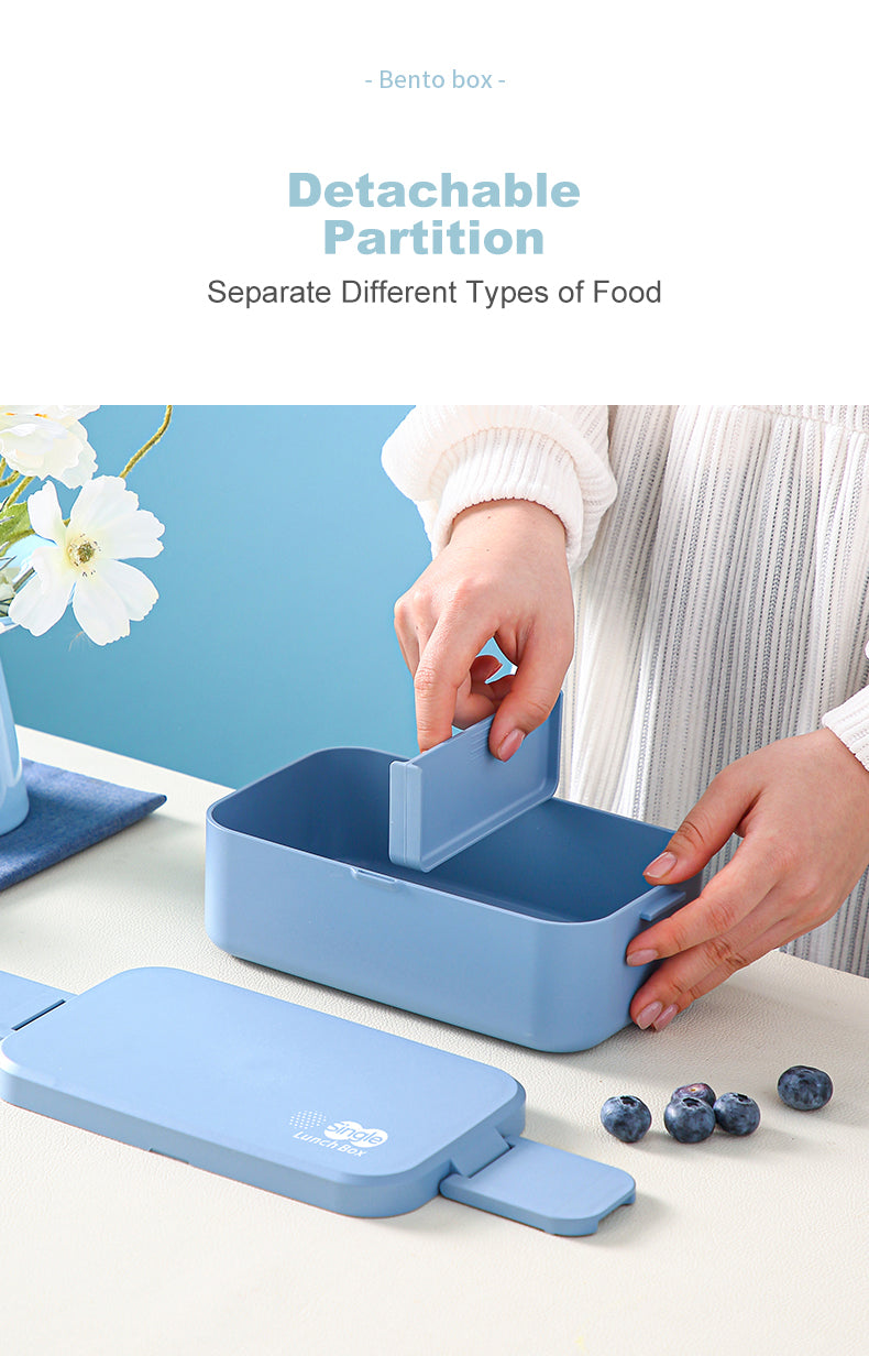 Double Layer Blue Picnic Lunch Box Bamboo Fiber Bento Box