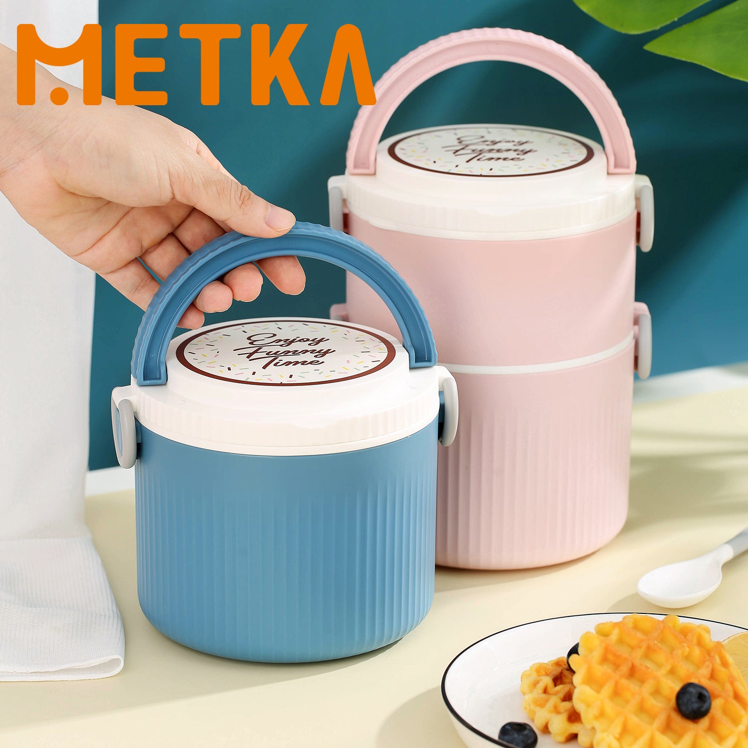 Double Layer Stainess Steel Lunch Box With Spoon Food Fresh Storage Jar Container Stackable Kid School Office Picnic