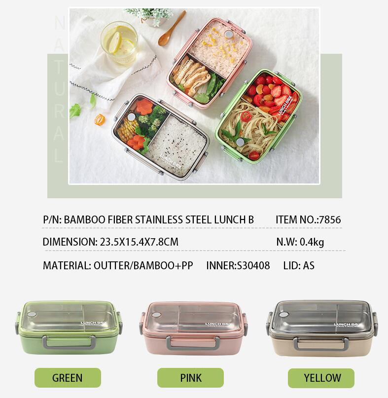 Bamboo Fiber Stainless Steel Bento Lunch Box