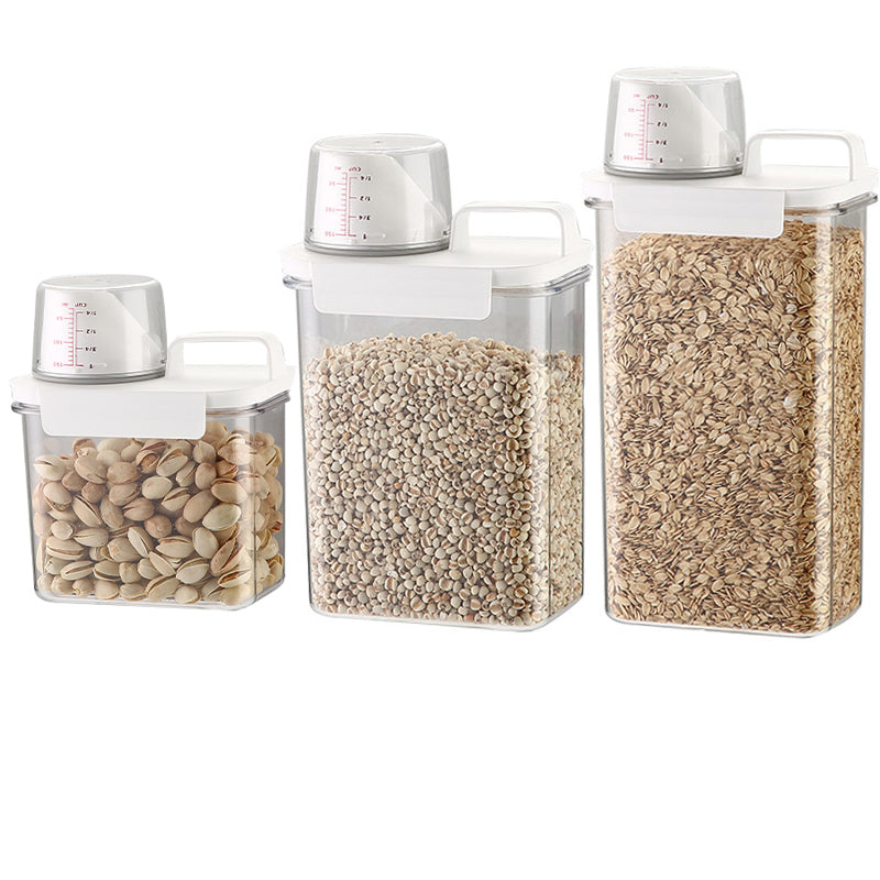 Cereal Storage Sealed Jar Grain Containers Measuring Cup Box