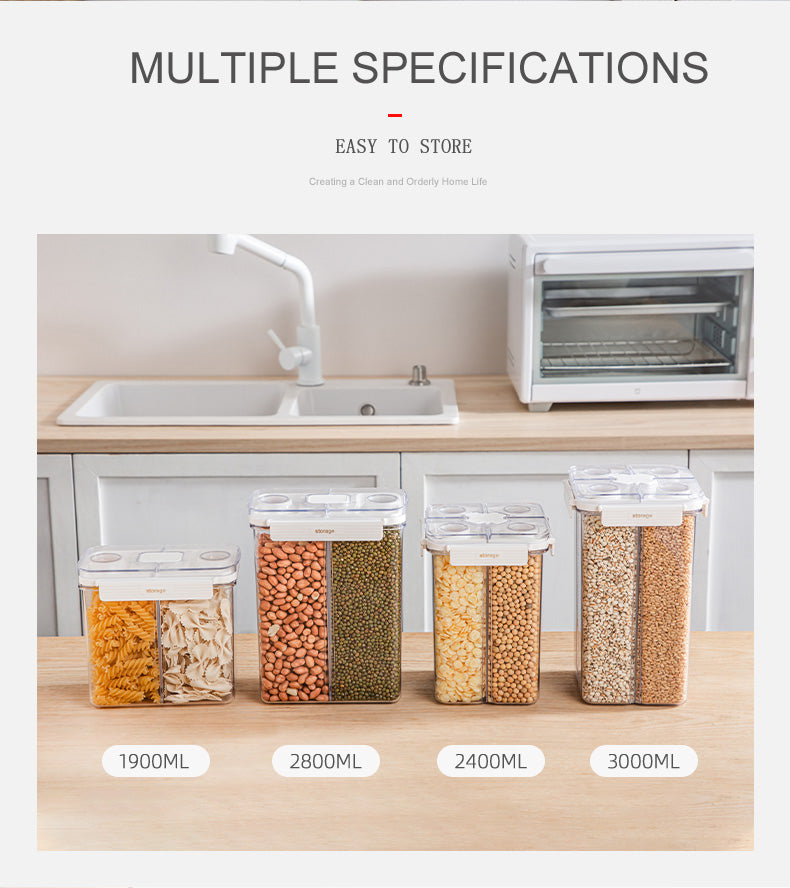 METKA Gaid Food Storage Container, Kitchen Organizer Bulk Classified Container for Moisture Proof Rice Buckets Cereal Noodle Storage