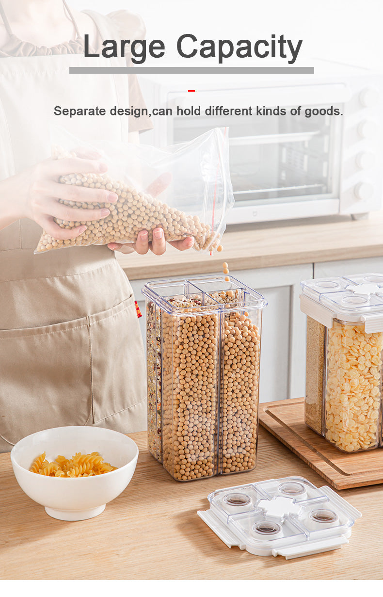 METKA Gaid Food Storage Container, Kitchen Organizer Bulk Classified Container for Moisture Proof Rice Buckets Cereal Noodle Storage