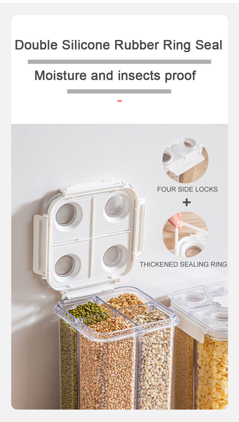 METKA Gaid Food Storage Container, Kitchen Organizer Bulk Classified Container for Moisture Proof Rice Buckets Cereal Noodle Storage