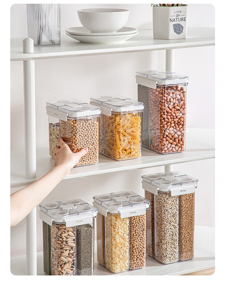 METKA Gaid Food Storage Container, Kitchen Organizer Bulk Classified Container for Moisture Proof Rice Buckets Cereal Noodle Storage