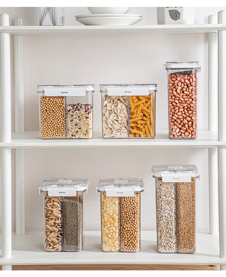 METKA Gaid Food Storage Container, Kitchen Organizer Bulk Classified Container for Moisture Proof Rice Buckets Cereal Noodle Storage